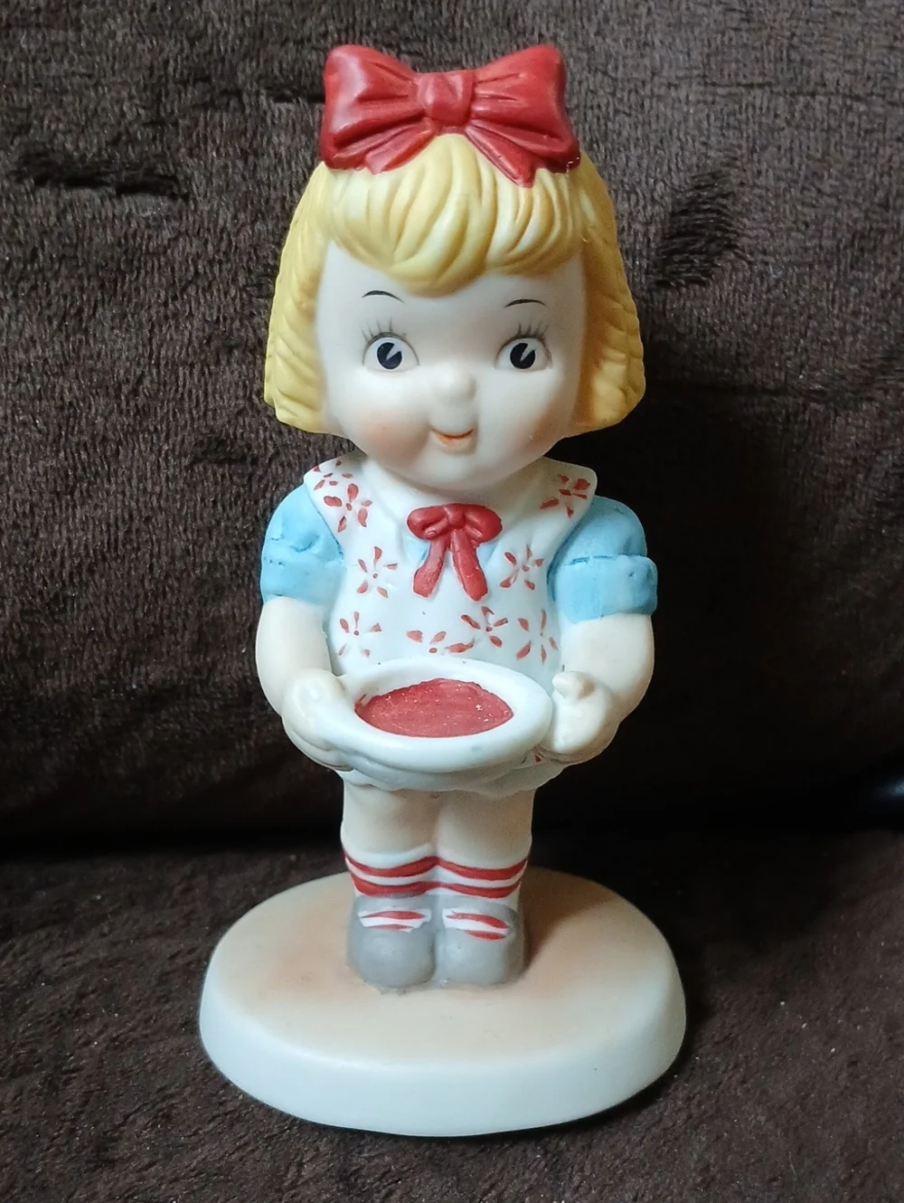 Vintage Campbell's Soup Kid Figurine Girl With Tomato Soup Porcelain 4